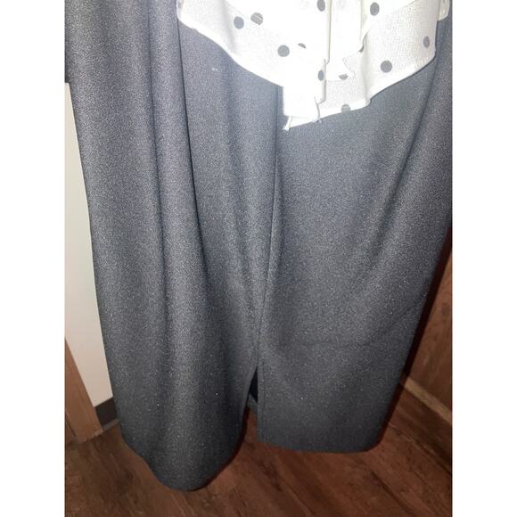 SL Petites 8 Dress White Polka Dot 1980s Puff Tulle Belted Black Skirt Secretary - Picture 11 of 12